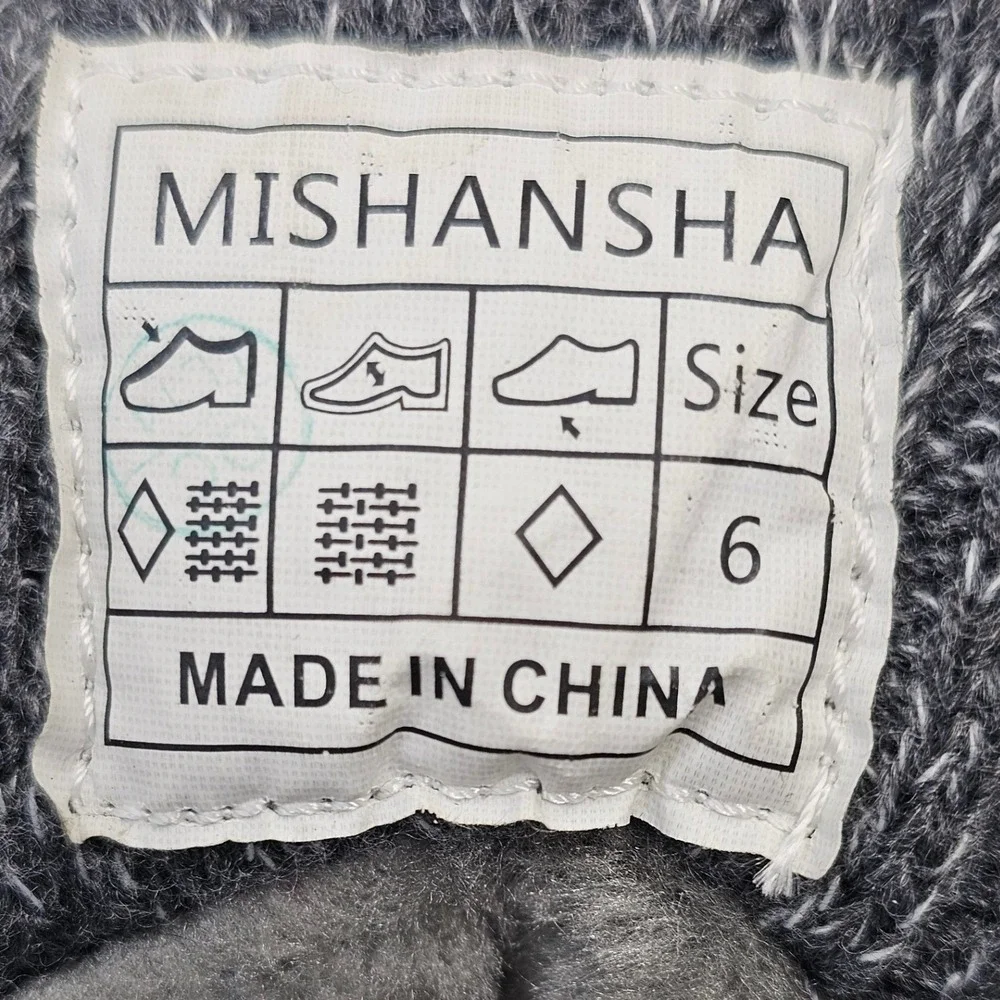 Mishansha Womens Black Quilted Winter Snow Boots Faux Fur Lined Duck‎ Size 6